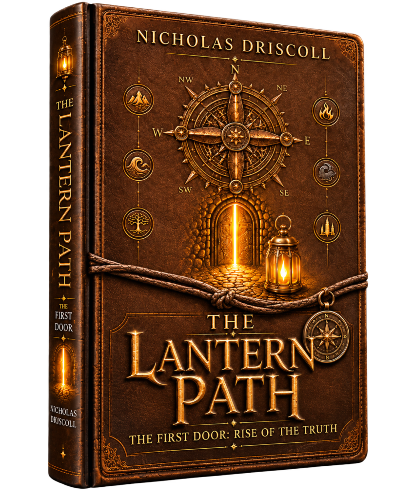 The Lantern Path: The First Door – Rise of the Truth by Nicholas Driscoll, fantasy novel book cover